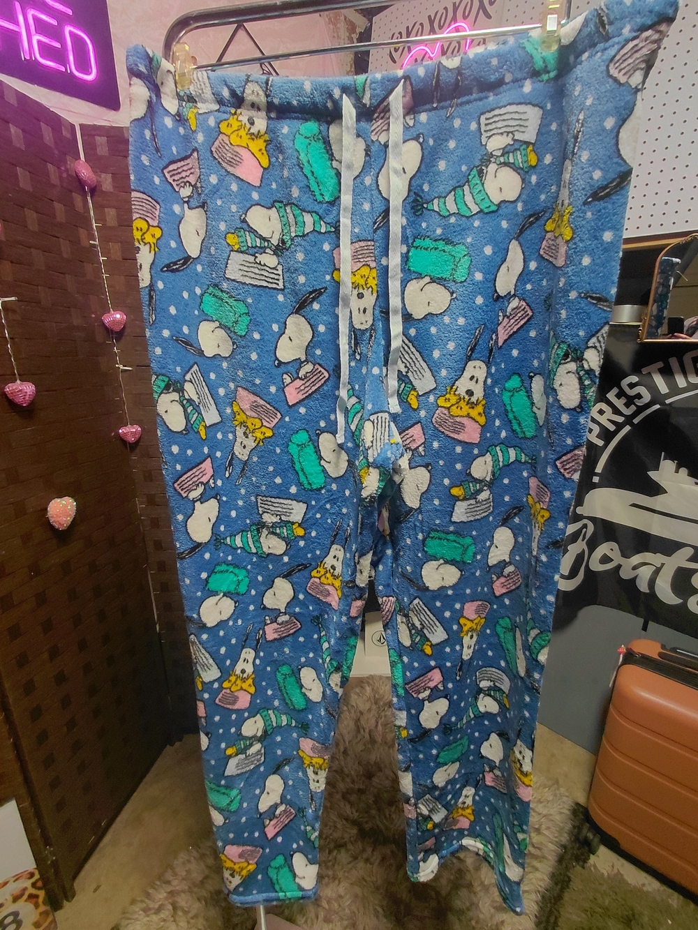 Peanuts Blue Pajama Bottoms with Multicolor Snoopy Prints